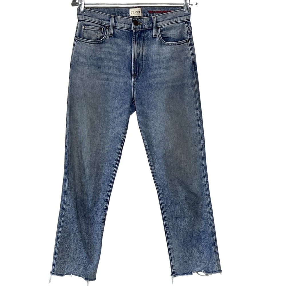 ALICE+ OLIVIA HIGH RISE LIGHT WASH STRAIGHT LEG JEANS SIZE 27